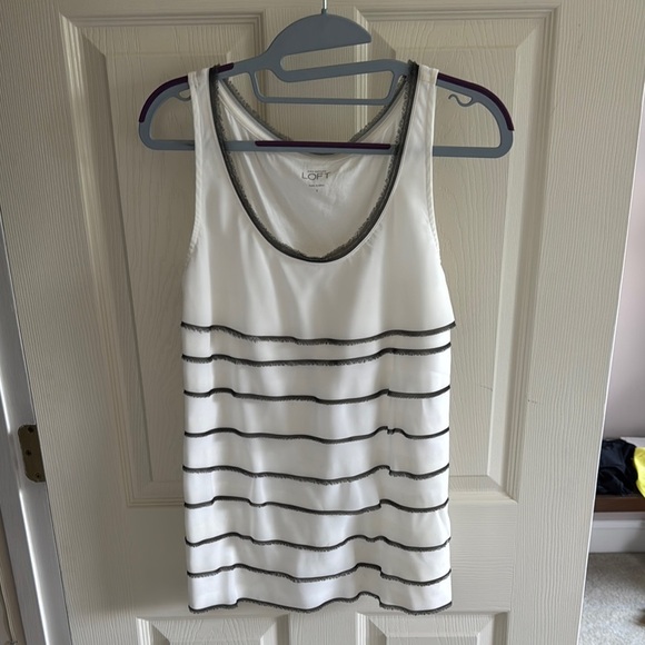 LOFT Black and White Striped Tank Top - Picture 1 of 3